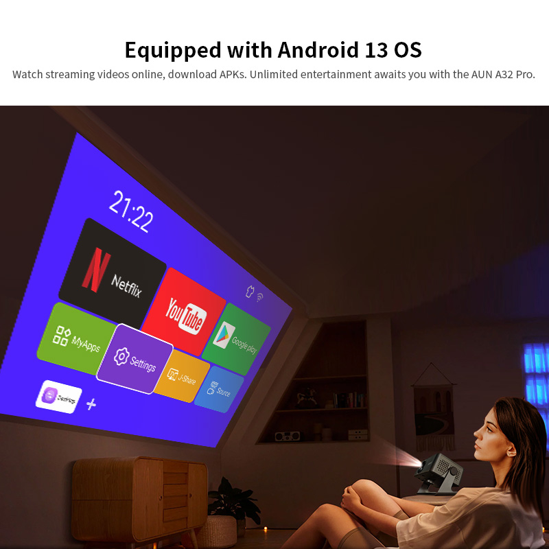 AUN A32 Pro Android 13 Project - Home Cinema Gadgets ulasan dan harga