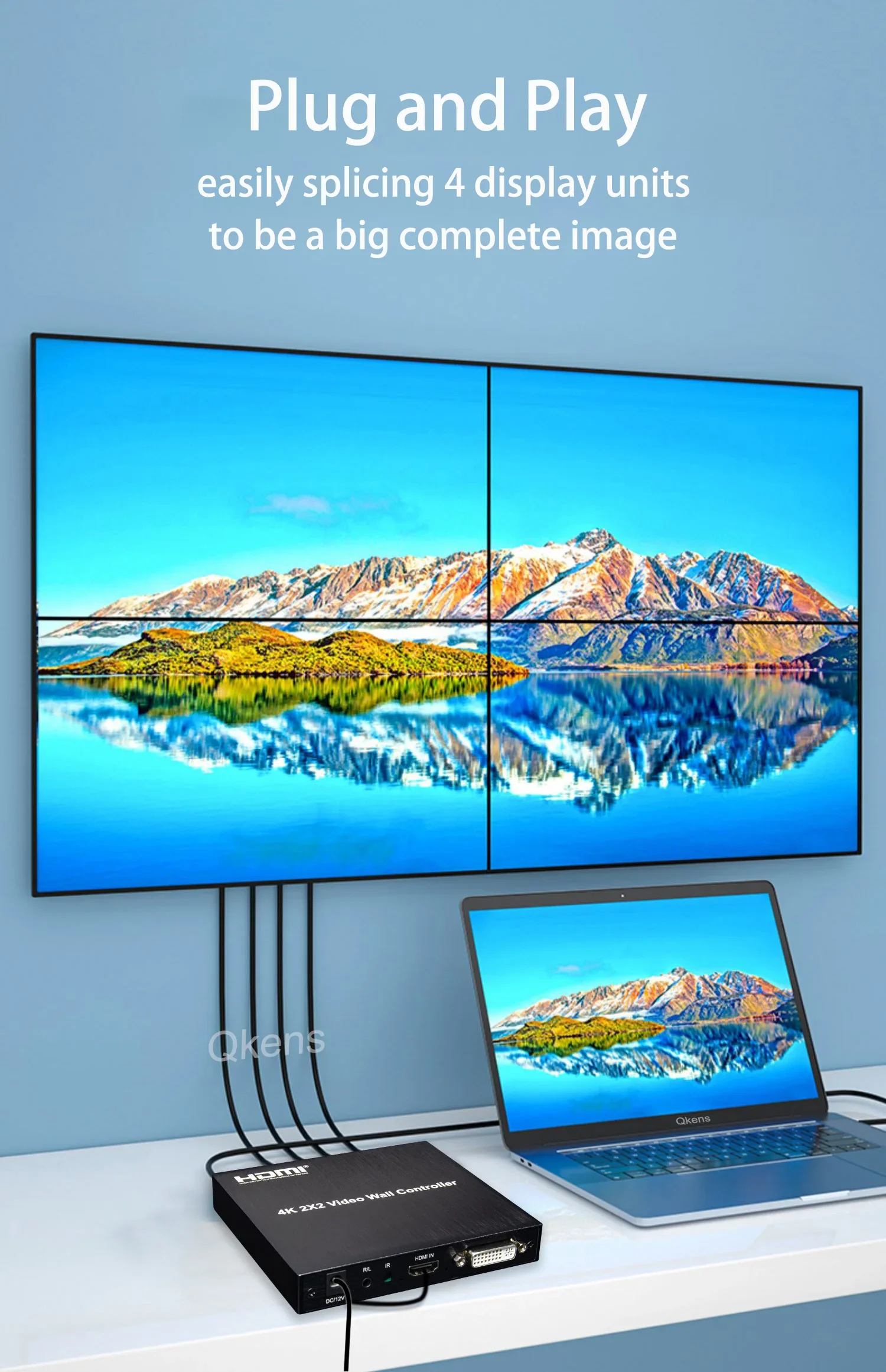 4K 2x2 HDMI TV Wall Controller - Home Cinema Screen ulasan dan harga