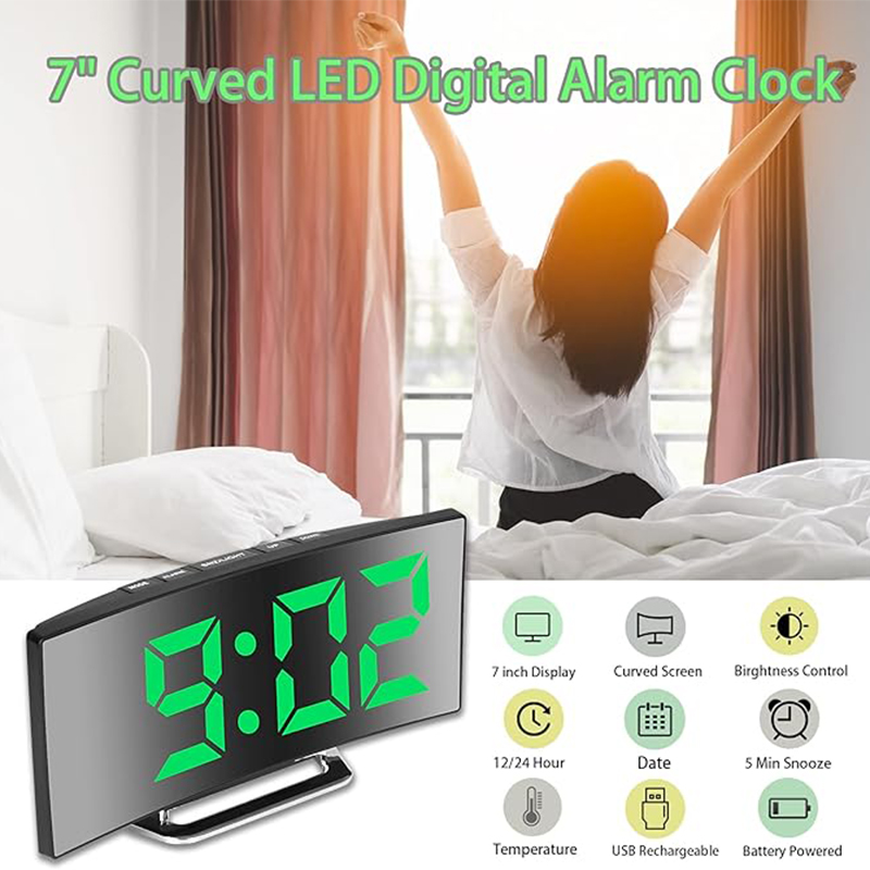 LED Digital Alarm Clock Curved - Home Cinema Screen ulasan dan harga