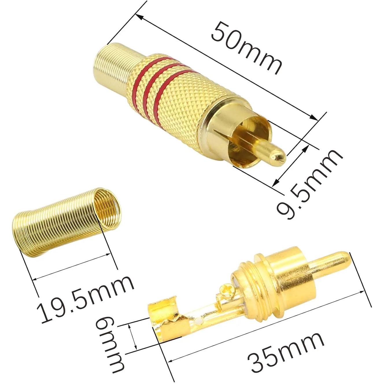 4PCS RCA Plug Gold Plated Sold - Video Home Cinema ulasan dan harga