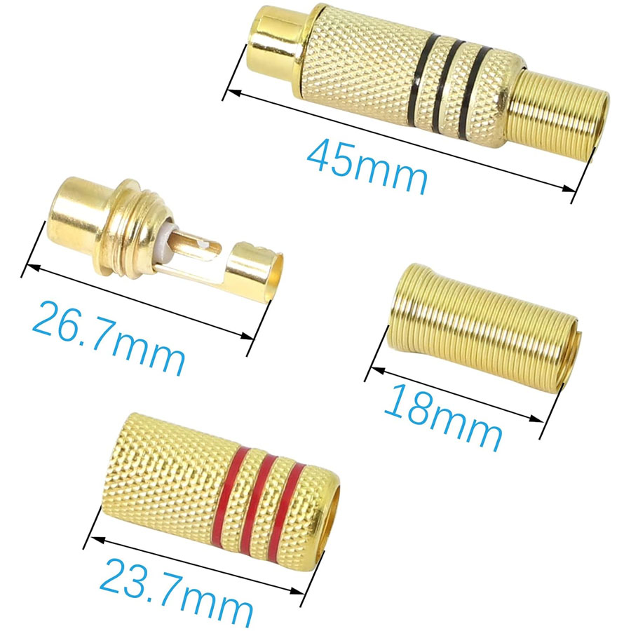 4PCS RCA Plug Gold Plated Sold - Video Home Cinema ulasan dan harga